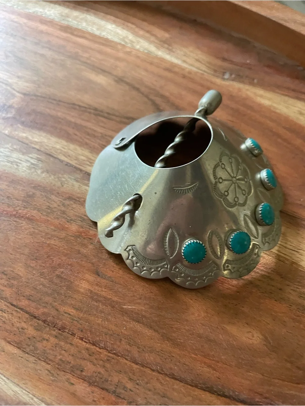 Vintage Native Turquoise Silver Hair Pony Accessory